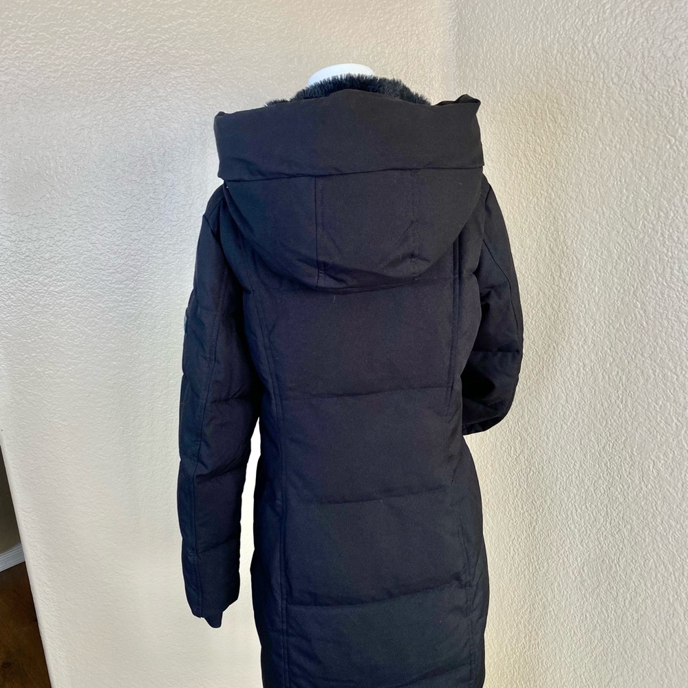 Calvin Klein Black Hooded Long Puffer Coat – Size Small - Picture 3 of 10